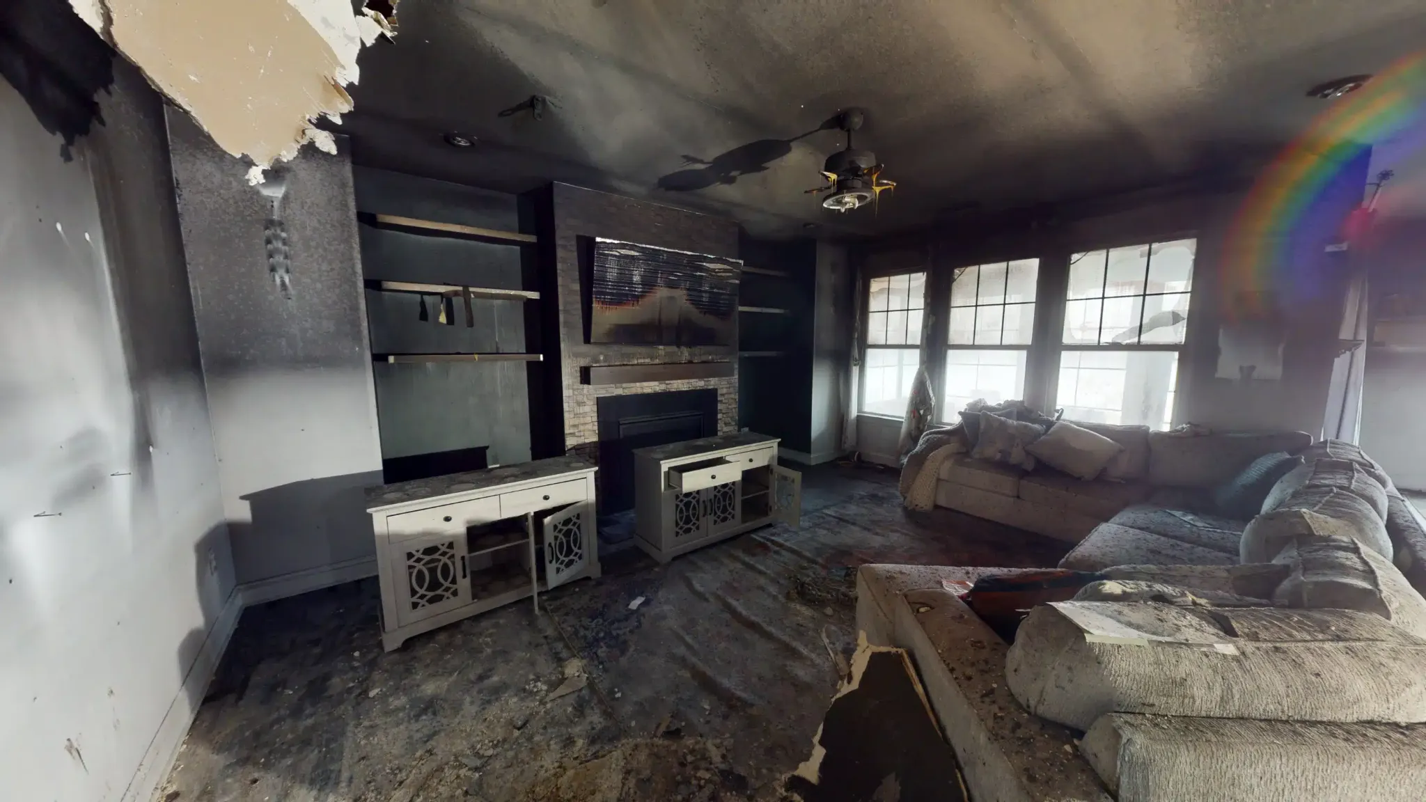 Technician performing fire restoration cleaning in Charlotte